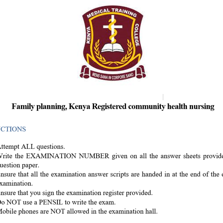 Family planning, Kenya Registered community health nursing