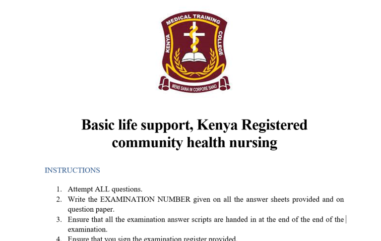 Basic life support, Kenya Registered community health nursing