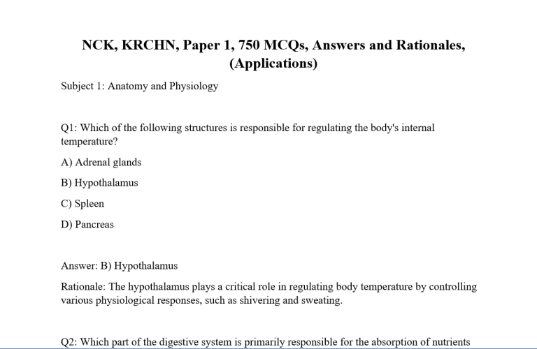 NCK, KRCHN, Paper 1, 750 MCQs, Answers and Rationales, (Applications)