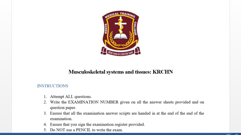 Musculoskeletal systems and tissues: KRCHN