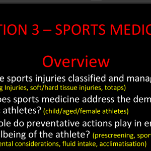 SPORTS MEDICINE, Notes