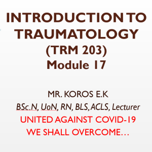 Introduction to Traumatology, Notes