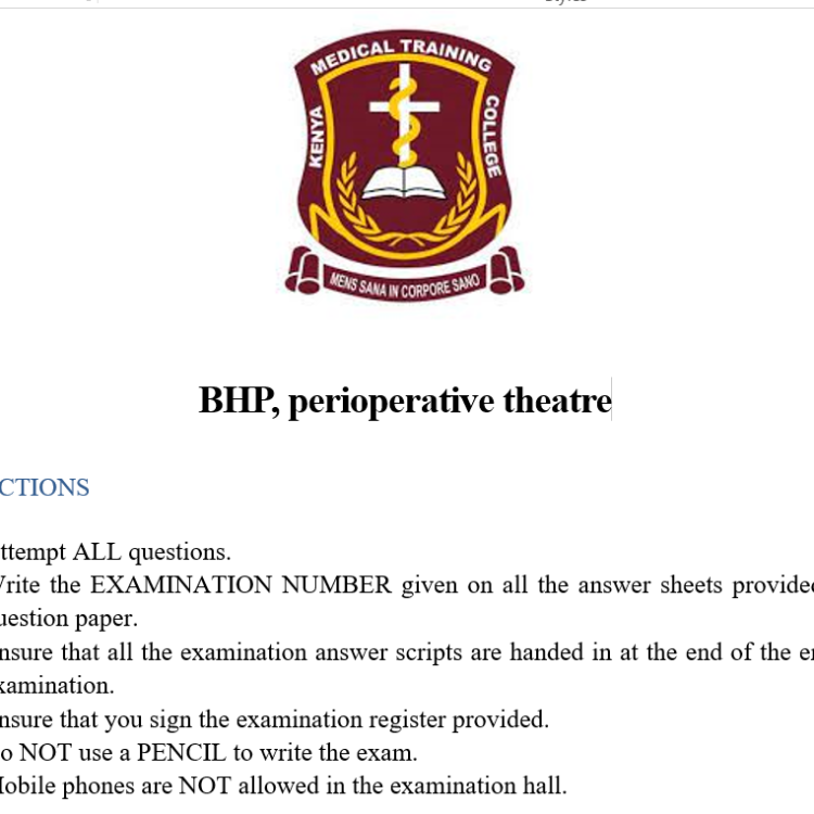 BHP, perioperative theatre