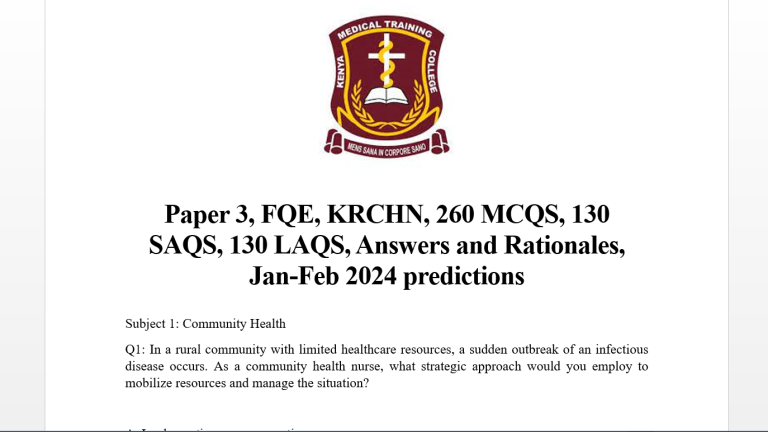 Paper 3, FQE, KRCHN, 260 MCQS, 130 SAQS, 130 LAQS, Answers and Rationales, Jan-Feb 2024 predictions