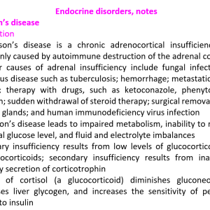 Endocrine disorders, notes