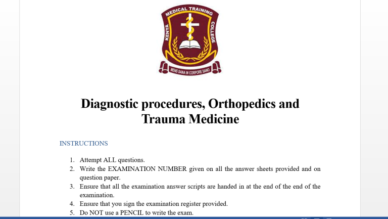 Diagnostic procedures, Orthopedics and Trauma Medicine
