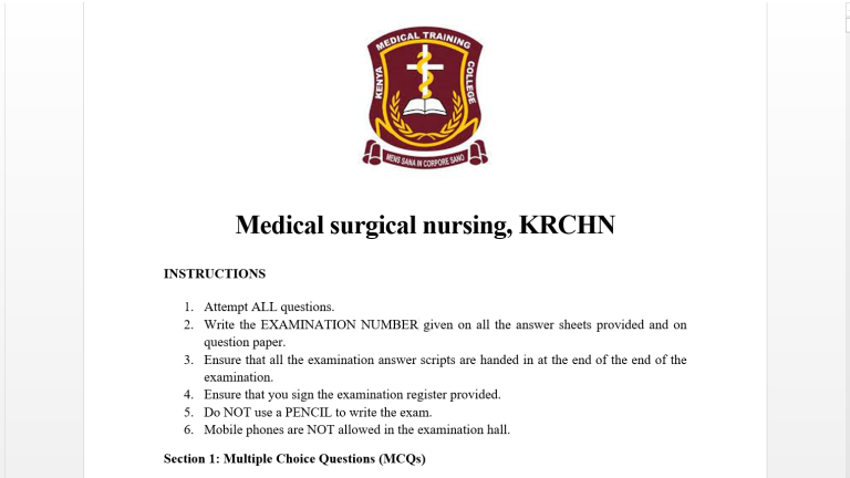 Medical surgical nursing, KRCHN