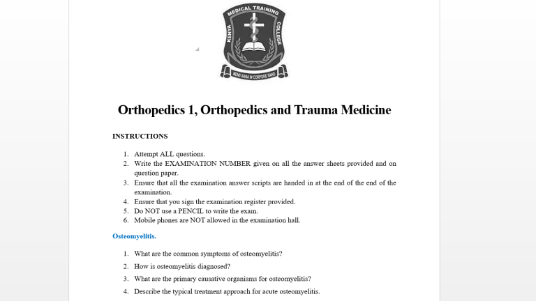 Orthopedics 1, Orthopedics and Trauma Medicine