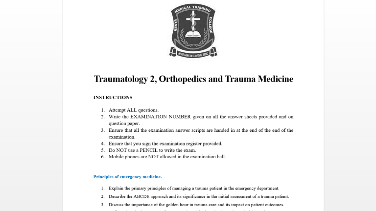 Traumatology 2, Orthopedics and Trauma Medicine
