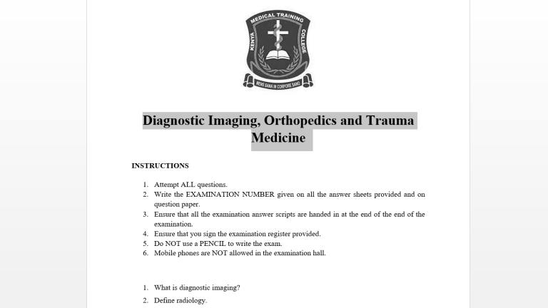 Diagnostic Imaging, Orthopedics and Trauma Medicine