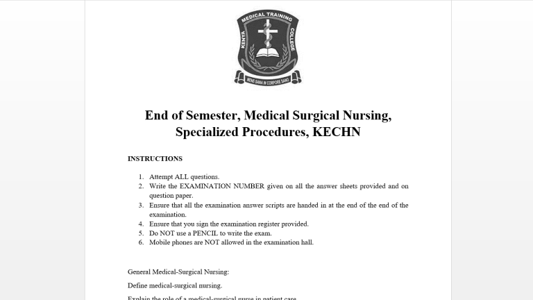 End of Semester, Medical Surgical Nursing, Specialized Procedures, KECHN