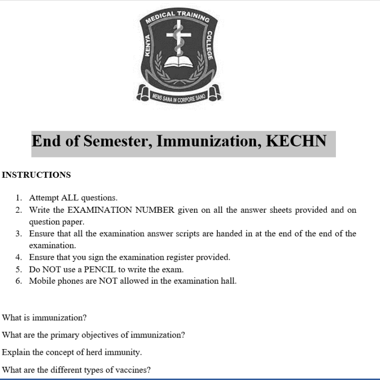 End of Semester, Immunization, KECHN