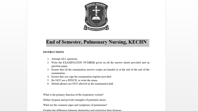 End of Semester, Pulmonary Nursing, KECHN