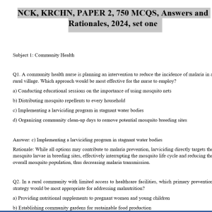 NCK, KRCHN, PAPER 2, 750 MCQS, Answers and Rationales, 2024, set one