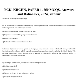 NCK, KRCHN, PAPER 1, 750 MCQS, Answers and Rationales, 2024, set four