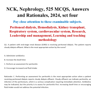 NCK, Nephrology, 525 MCQS, Answers and Rationales, 2024, set four