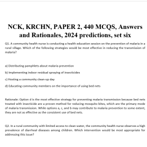 NCK, KRCHN, PAPER 2, 440 MCQS, Answers and Rationales, 2024 predictions, set six