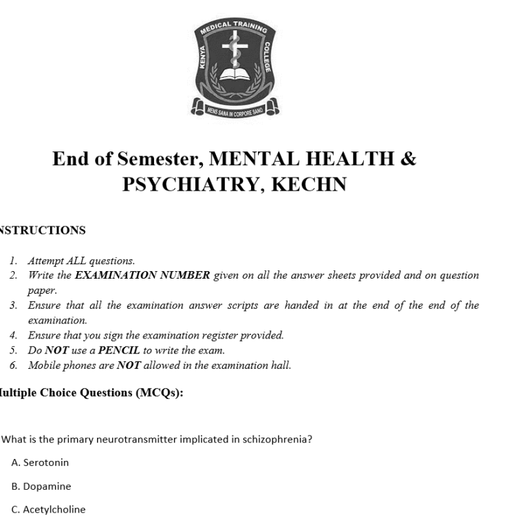 End of Semester, MENTAL HEALTH & PSYCHIATRY, KECHN