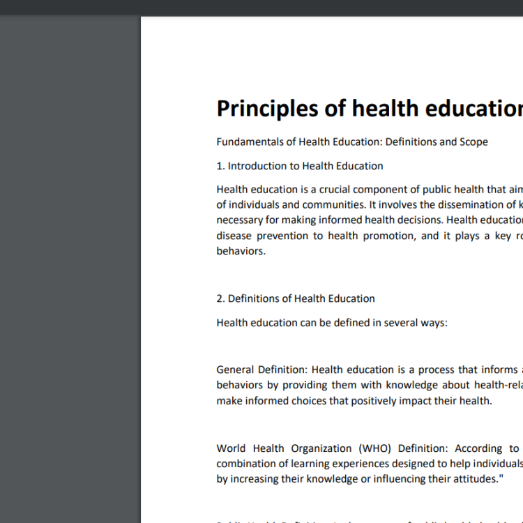 Principles of health education Notes