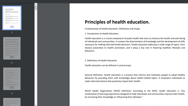 Principles of health education Notes