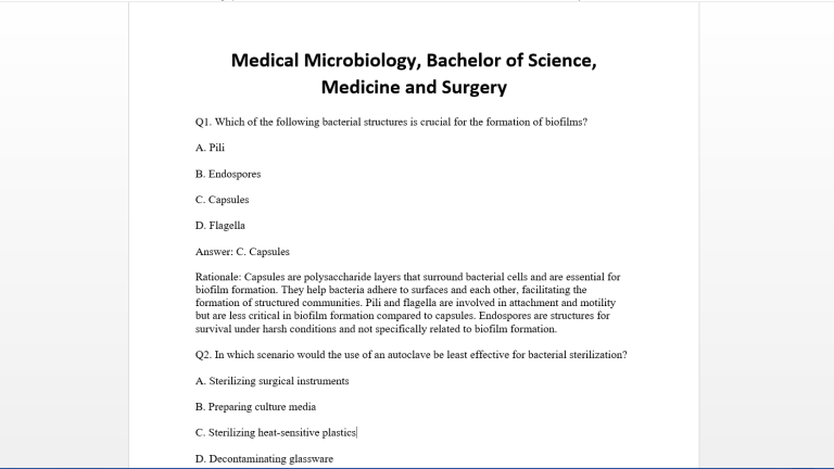 Medical Microbiology, Bachelor of Science, Medicine and Surgery