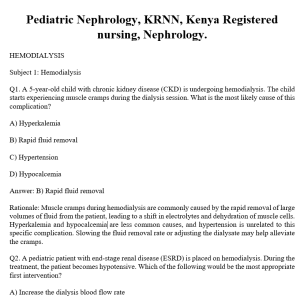 Pediatric Nephrology, KRNN, Kenya Registered nursing, Nephrology.