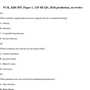 NCK, KRCHN, Paper 1, 120 MCQS, 2024 prediction, set twelve