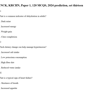 NCK, KRCHN, Paper 1, 120 MCQS, 2024 prediction, set thirteen