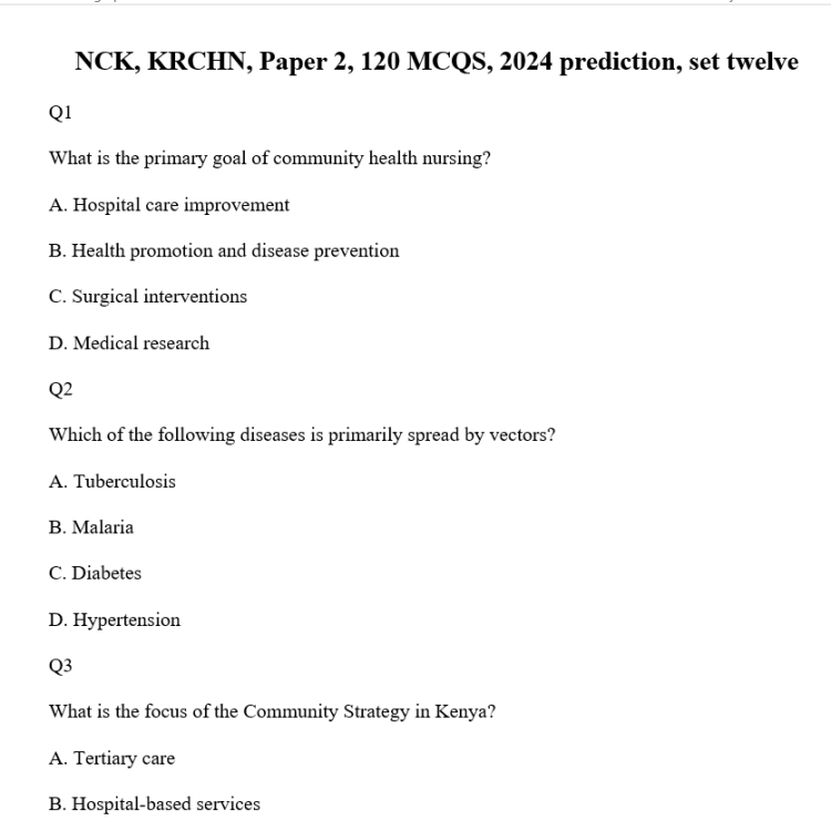 NCK, KRCHN, Paper 2, 120 MCQS, 2024 prediction, set twelve