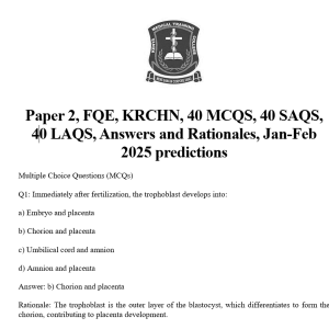 Paper 2, FQE, KRCHN, 40 MCQS, 40 SAQS, 40 LAQS, Answers and Rationales, Jan-Feb 2025 predictions