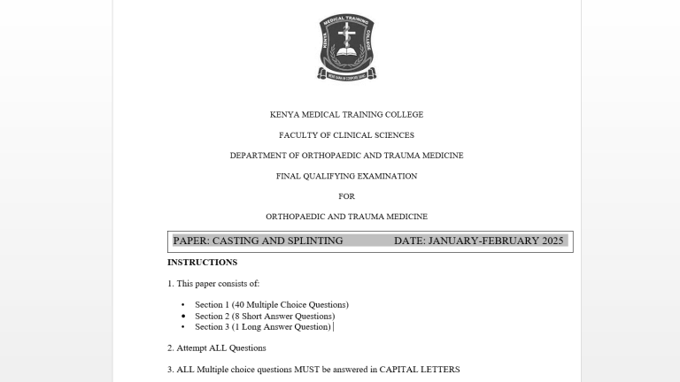 Casting and splinting, FQE, Orthopaedics and trauma Medicine, 100 MCQS, 100 SAQS, 100 LAQS, Answers and Rationales, Jan-Feb 2025 predictions