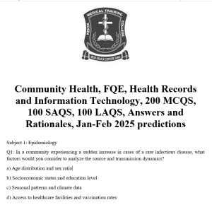 Community Health, FQE, Health Records and Information Technology, 200 MCQS, 100 SAQS, 100 LAQS, Answers and Rationales, Jan-Feb 2025 predictions