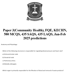 Paper 3(Community Health), FQE, KECHN, 580 MCQS, 435 SAQS, 435 LAQS, Jan-Feb 2025 predictions