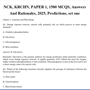 NCK, KRCHN, PAPER 1, 1500 MCQS, Answers And Rationales, 2025, Predictions, set one