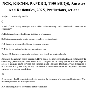 NCK, KRCHN, PAPER 2, 1100 MCQS, Answers And Rationales, 2025, Predictions, set one