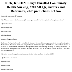 NCK, KECHN, Kenya Enrolled Community Health Nursing, 2210 MCQs, answers and Rationales, 2025 predictions, set two