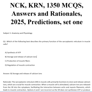 NCK, KRN, 1350 MCQS, Answers and Rationales, 2025, Predictions, set one