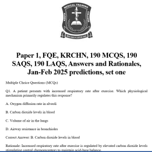 Paper 1, FQE, KRCHN, 190 MCQS, 190 SAQS, 190 LAQS, Answers and Rationales, Jan-Feb 2025 predictions, set one