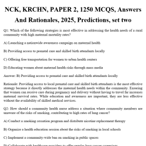 NCK, KRCHN, PAPER 2, 1250 MCQS, Answers And Rationales, 2025, Predictions, set two