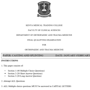 Casting and splinting, FQE, Orthopaedics and trauma Medicine, Jan-Feb 2025 predictions