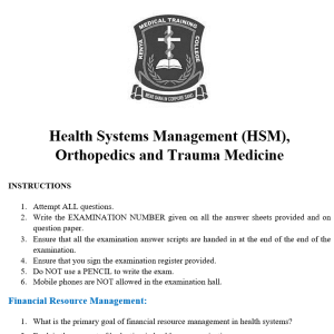 Health Systems Management (HSM), Orthopedics and Trauma Medicine