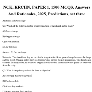 NCK, KRCHN, PAPER 1, 1500 MCQS, Answers And Rationales, 2025, Predictions, set three