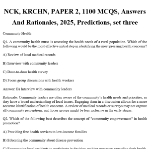 NCK, KRCHN, PAPER 2, 1100 MCQS, Answers And Rationales, 2025, Predictions, set three