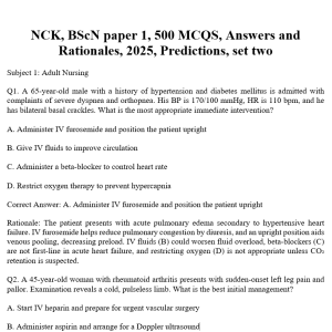 NCK, BScN paper 1, 500 MCQS, Answers and Rationales, 2025, Predictions, set two