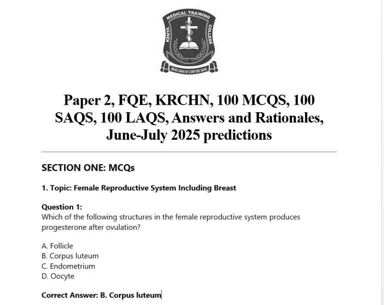 Paper 2, FQE, KRCHN, 100 MCQS, 100 SAQS, 100 LAQS, Answers and Rationales, June-July 2025 predictions