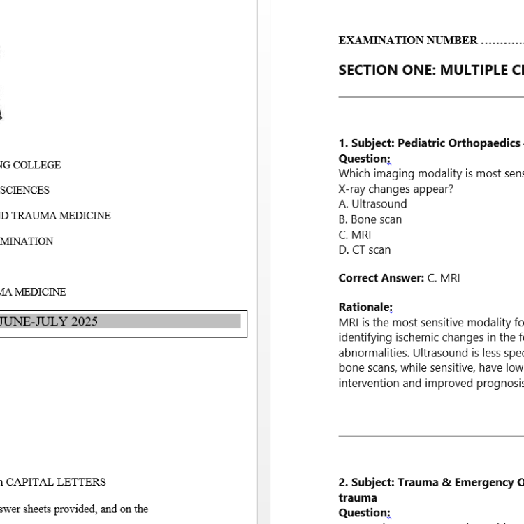 Orthopaedics, FQE, Orthopaedics and trauma Medicine, June-July 2025 predictions