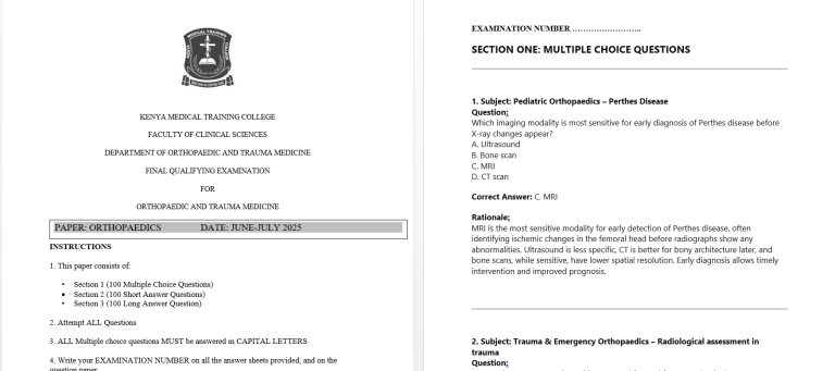 Orthopaedics, FQE, Orthopaedics and trauma Medicine, June-July 2025 predictions