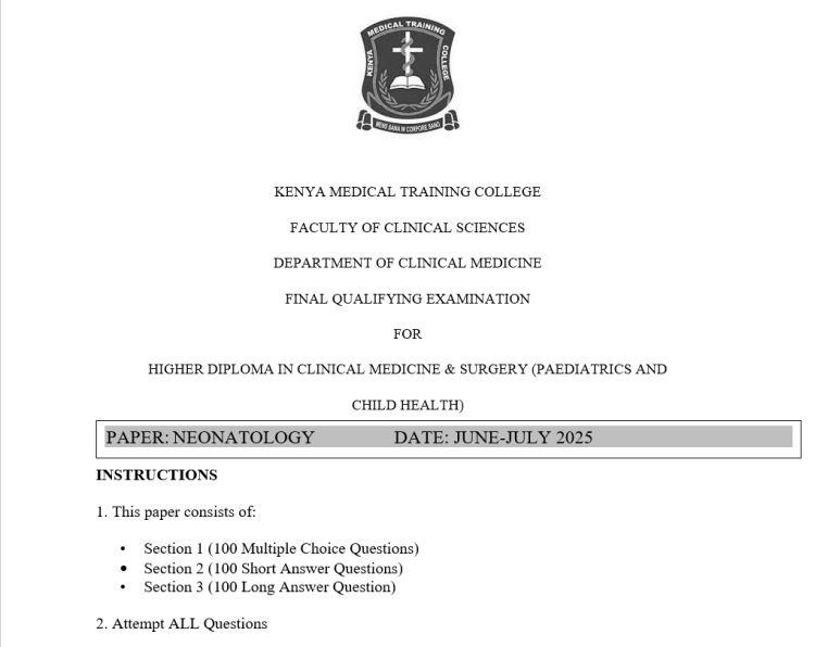 Neonatology, FQE, Clinical Medicine and surgery, June-July 2025 predictions
