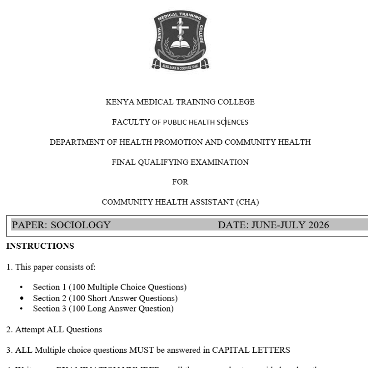 Sociology, FQE, Community Health Assistant, 100 MCQS, 100 SAQS, 100 LAQS, Answers and Rationales, June-July 2026 predictions