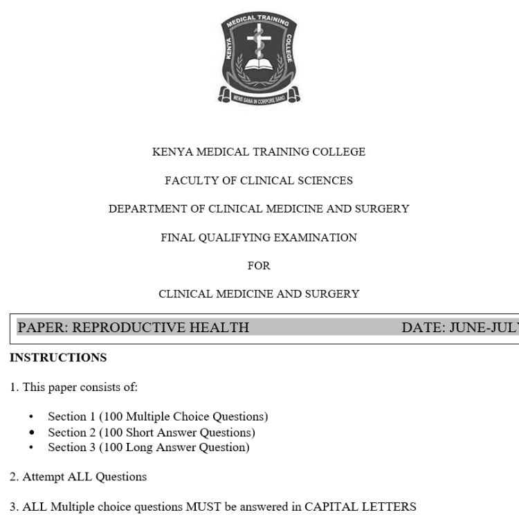 Reproductive Health, FQE, Clinical medicine and surgery, 100 MCQS, 100 SAQS, 100 LAQS, Answers and Rationales, June-July 2026 predictions
